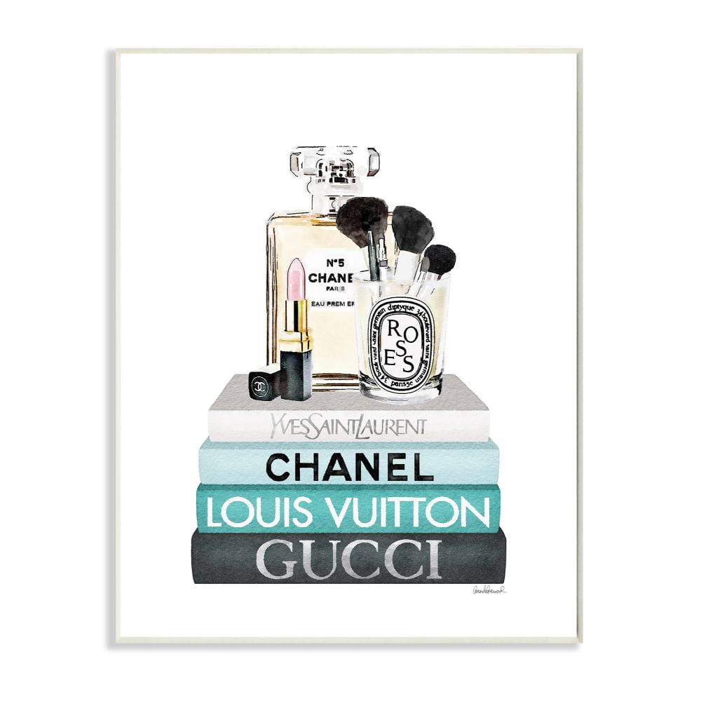 Stupell Industries Glam Essentials Above Iconic Designer Bookstack Designed by Amanda Greenwood