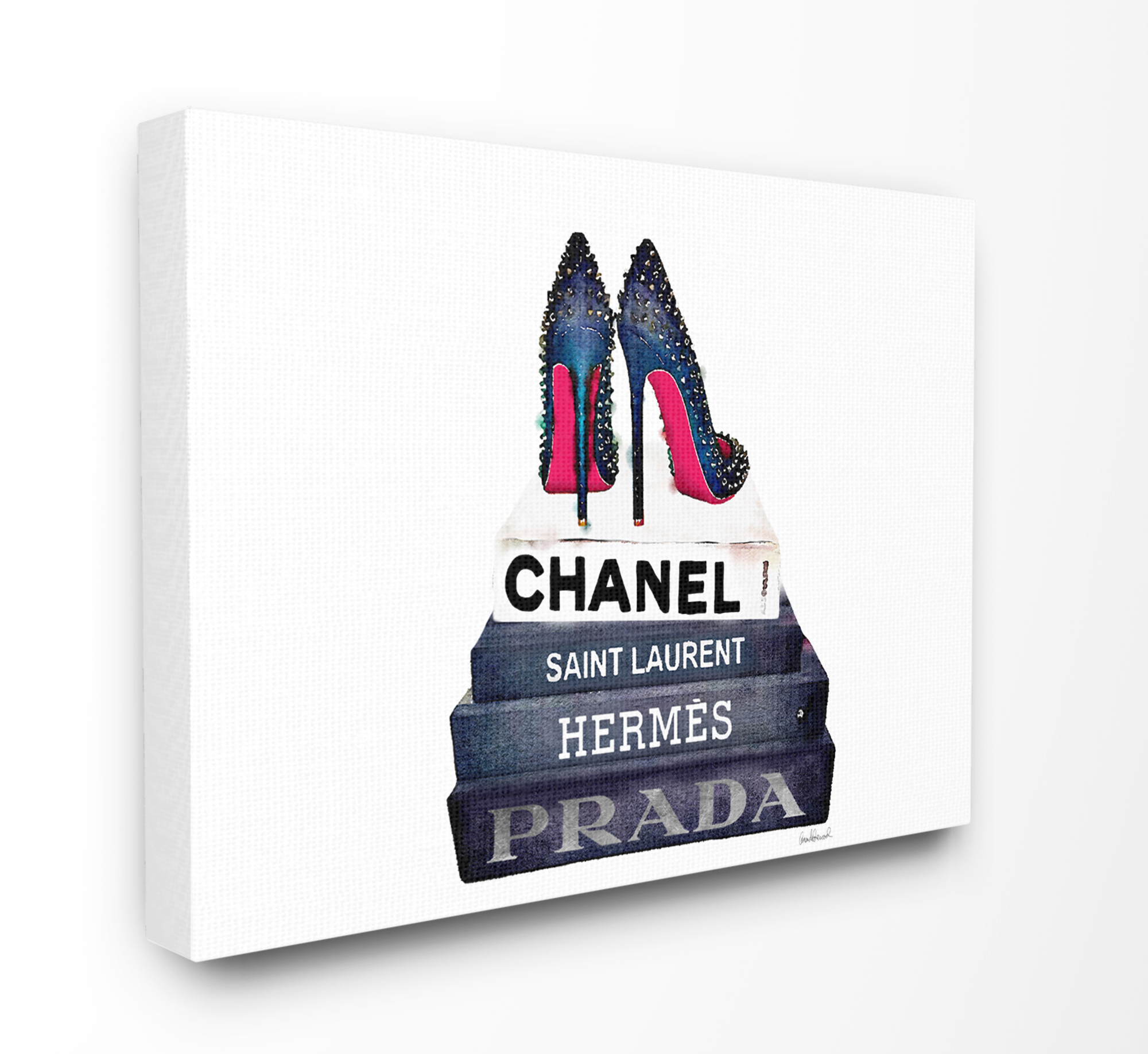 Stupell Industries Glam Fashion Book Set BW Stud Pump Heels Canvas Wall Art by Amanda Greenwood