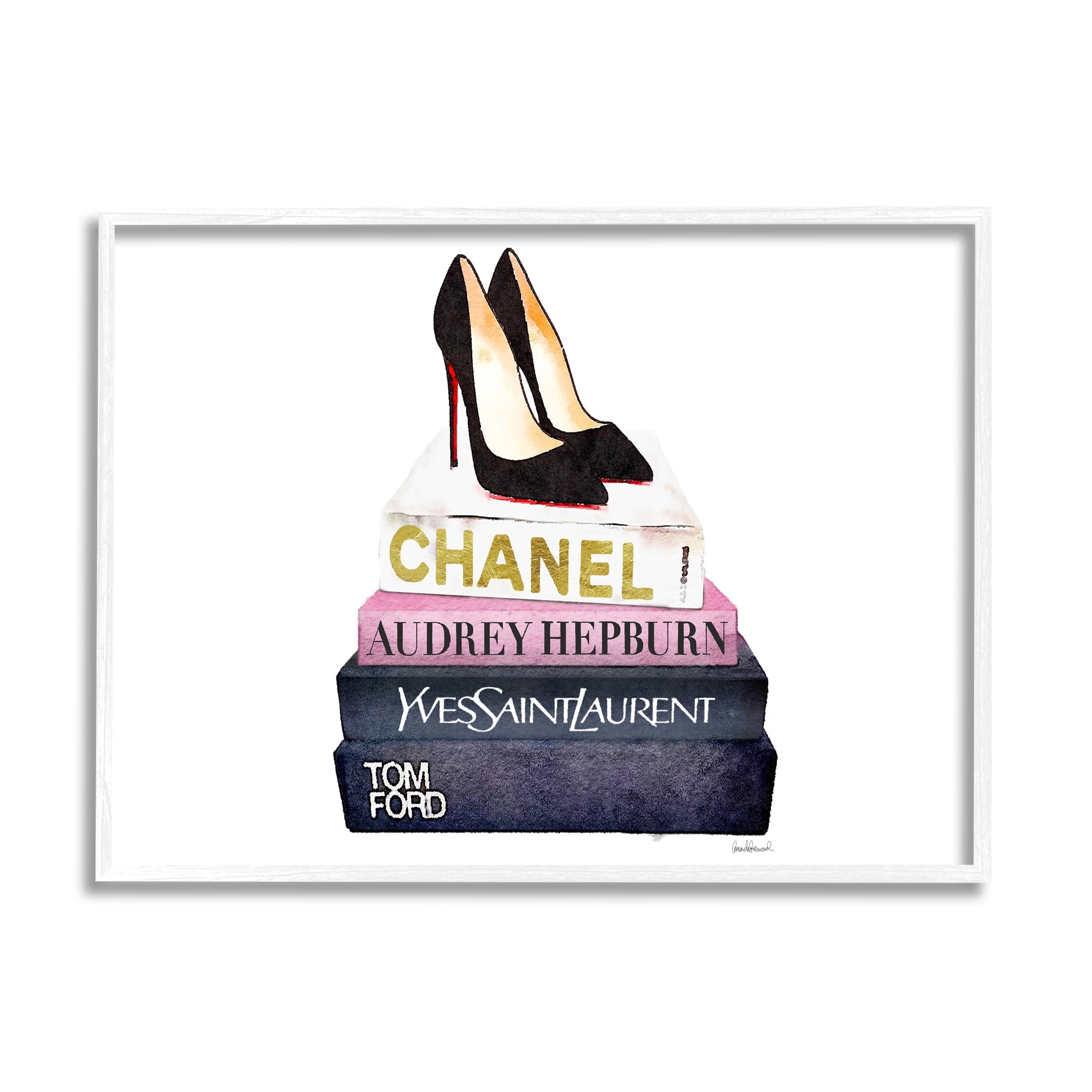 Stupell Industries Glam Fashion Book Set Black Pump Heels, 16 x 20,Design by Amanda Greenwood