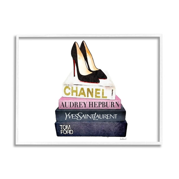 Stupell Industries Glam Fashion Book Set Black Pump Heels, 24 x 30,Design by Amanda Greenwood
