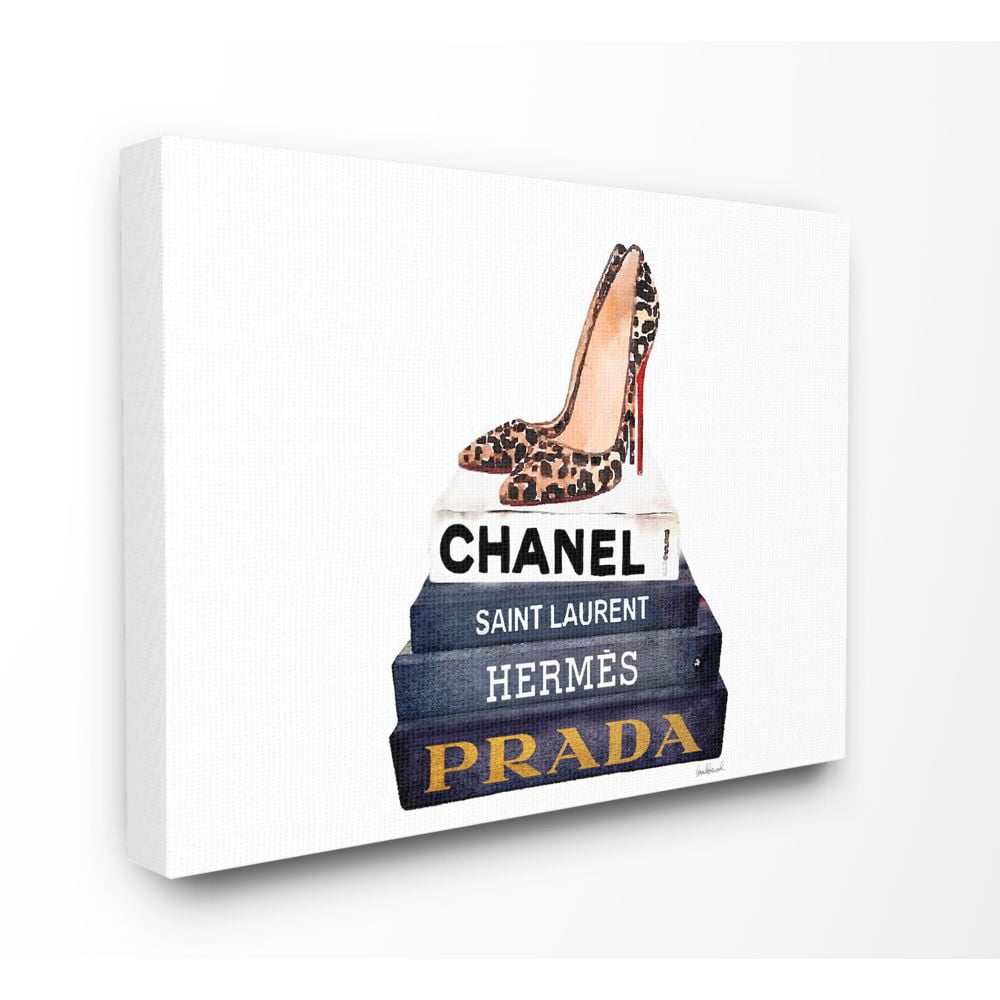 Stupell Industries Glam Fashion Book Set Leopard Pumps Heels Canvas Wall Art by Amanda Greenwood