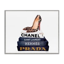 Stupell Industries Glam Fashion Book Set Leopard Pumps Heels Framed Wall Art by Amanda Greenwood