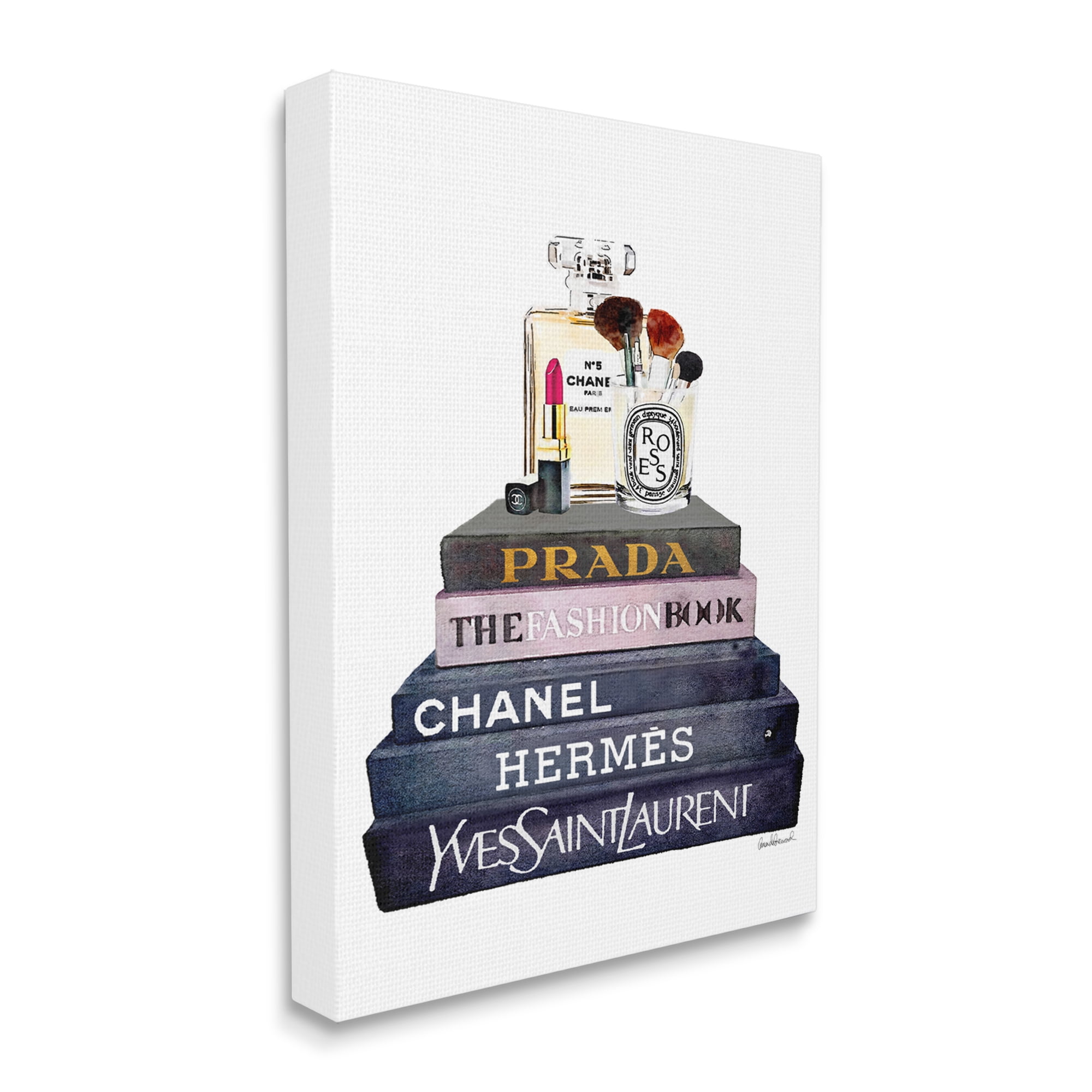 Glam Fashion Book Set with Makeup Canvas Wall Art, 16 x 20