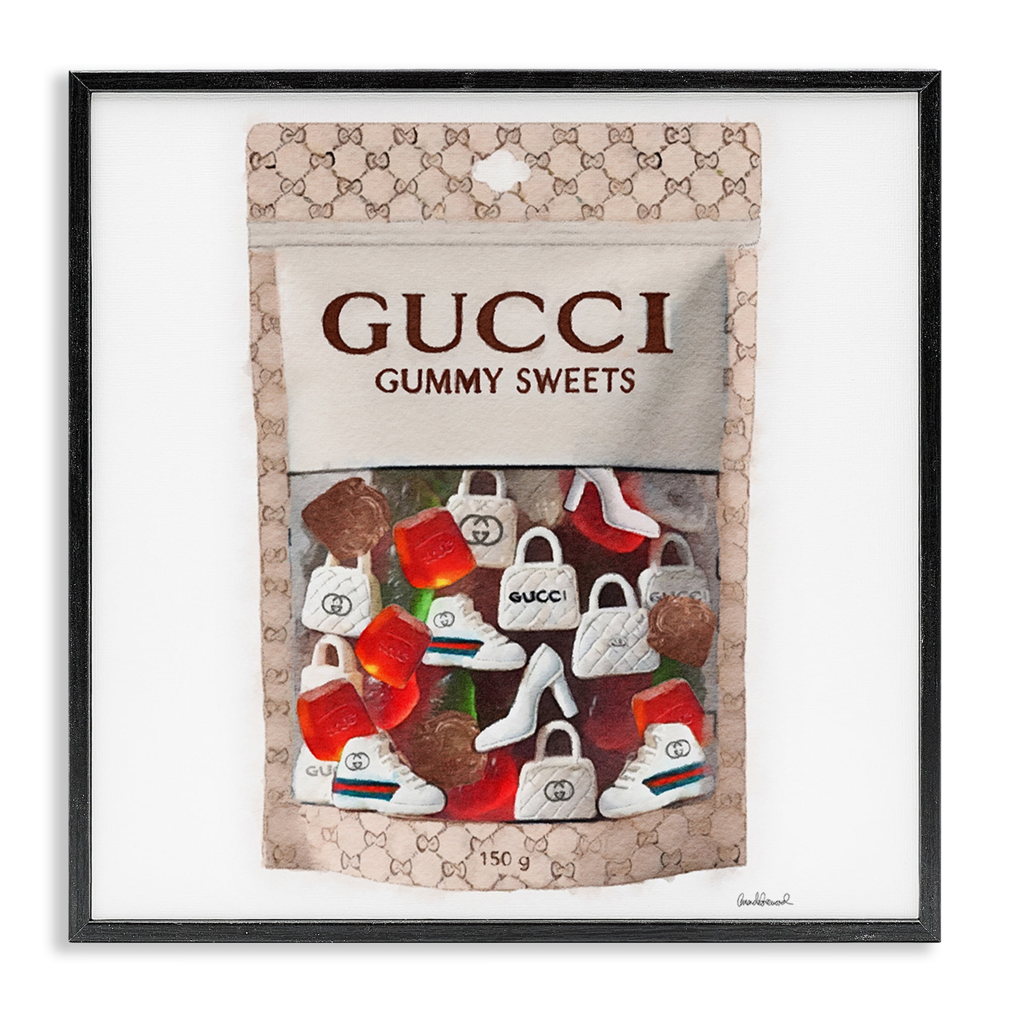 Stupell Industries Glam Fashion Candies Fashion Painting Black Framed Art Print Wall Art, 12 x 12