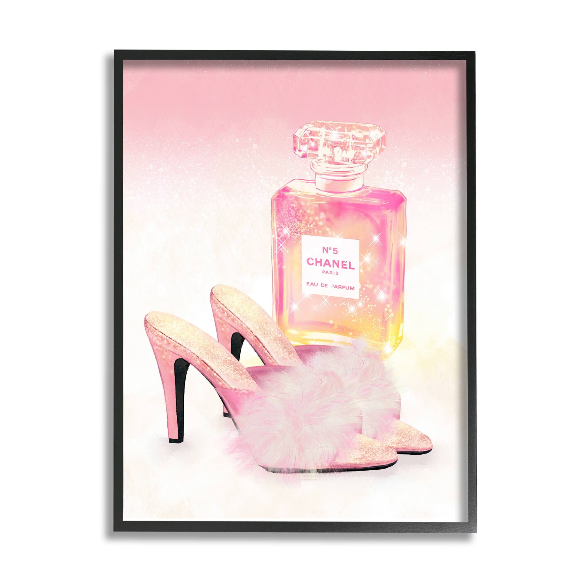 Stupell Industries Glam Fashion Cosmetics Fluffy Slippers Sparkle Pattern,11 x 14, Design by Ziwei Li