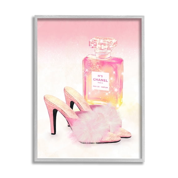 Stupell Industries Glam Fashion Cosmetics Fluffy Slippers Sparkle Pattern,16 x 20, Design by Ziwei Li