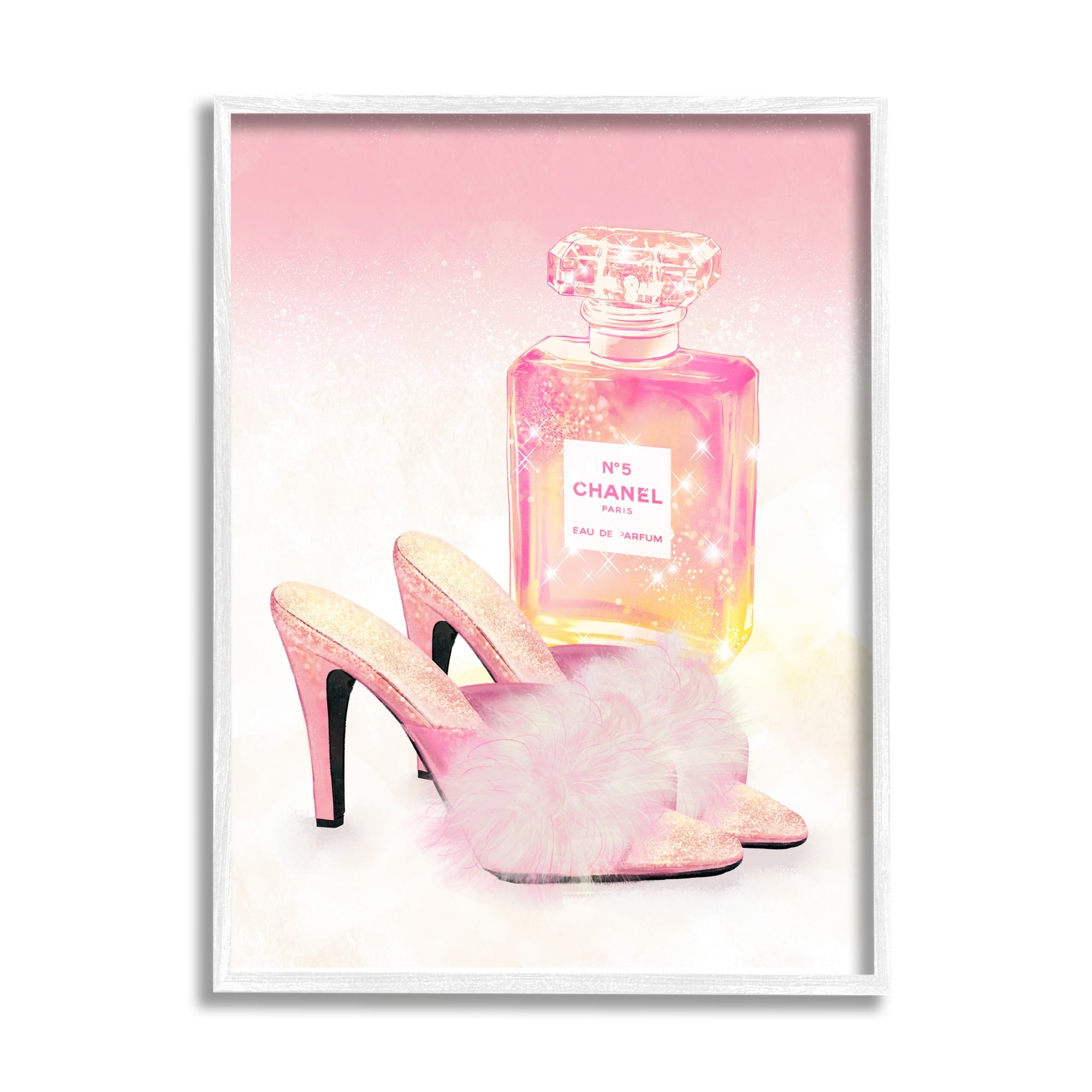 Stupell Industries Glam Fashion Cosmetics Fluffy Slippers Sparkle Pattern,24 x 30, Design by Ziwei Li