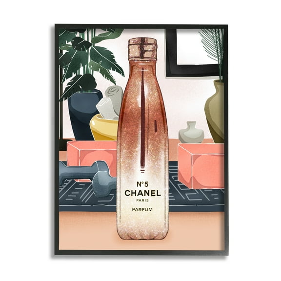 Stupell Industries Glam Fashion Designer Bottle Modern Home Interior Beauty & Fashion Painting Black Framed Art Print Wall Art, 11 x 14