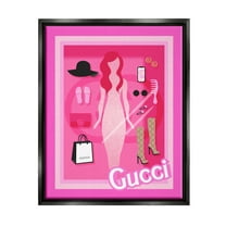 Stupell Industries Glam Fashion Doll Beauty & Fashion Painting Black Floater Framed Art Print Wall Art, 17 x 21