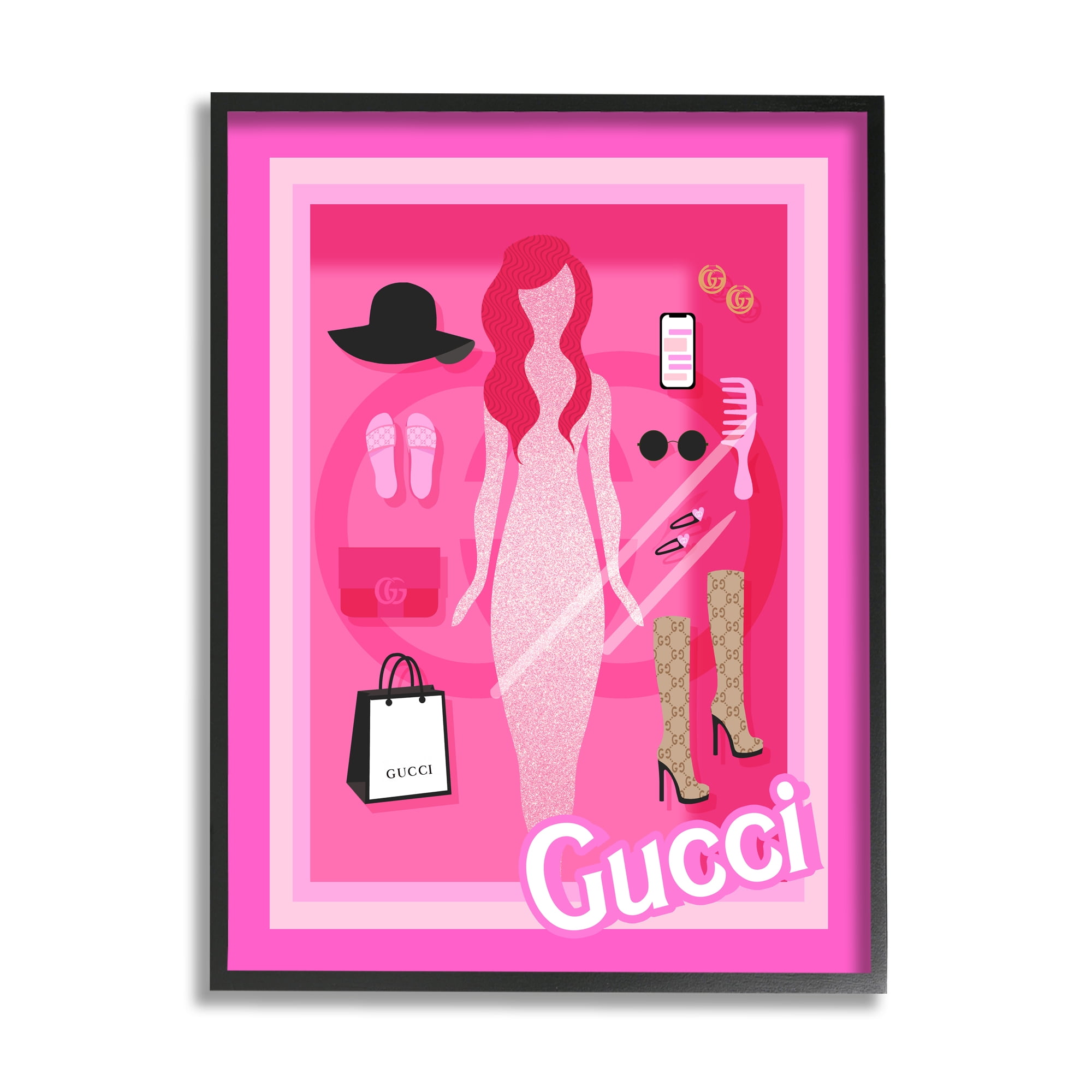 Stupell Industries Glam Fashion Doll Beauty & Fashion Painting Black Framed Art Print Wall Art, 11 x 14