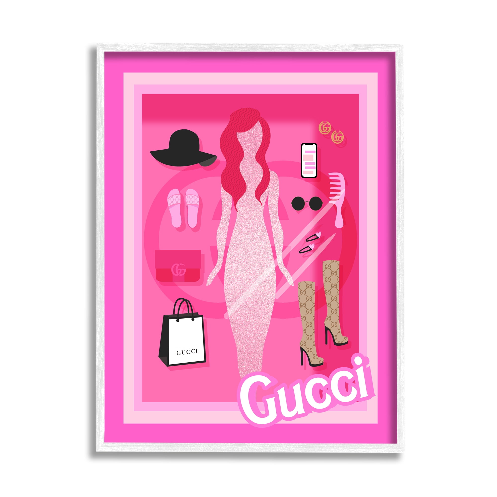 Stupell Industries Glam Fashion Doll Beauty & Fashion Painting White Framed Art Print Wall Art, 11 x 14