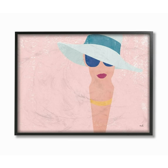 Stupell Industries Glam Fashion Female Minimal Portrait Pastels Pink Blue Framed Wall Art Design by Moira Hershey, 11" x 14", Black Framed