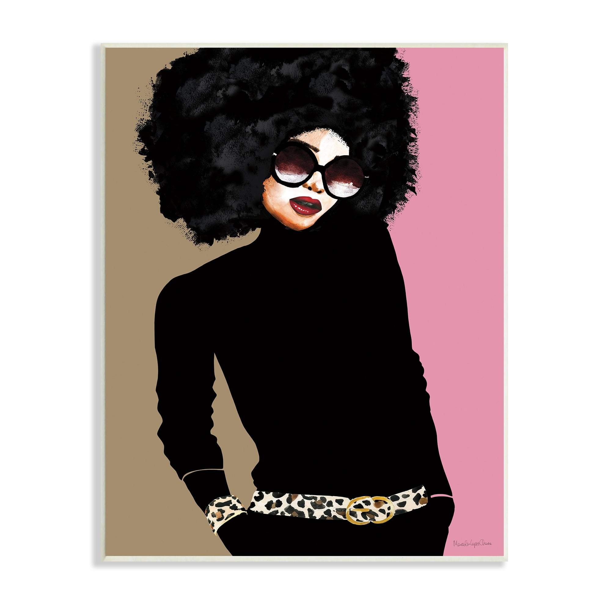 Stupell Industries Glam Fashion Female Vintage Pop Patterned Belt Portrait, 13 x 19,Design by Mercedes Lopez Charro