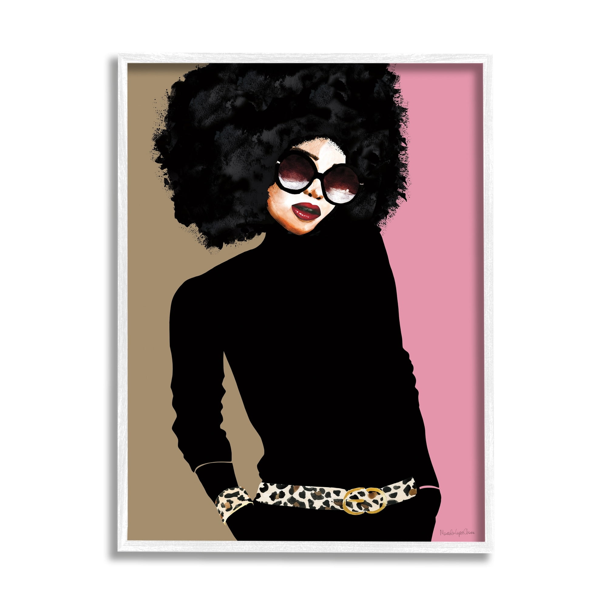 Stupell Industries Glam Fashion Female Vintage Pop Patterned Belt Portrait, 16 x 20,Design by Mercedes Lopez Charro