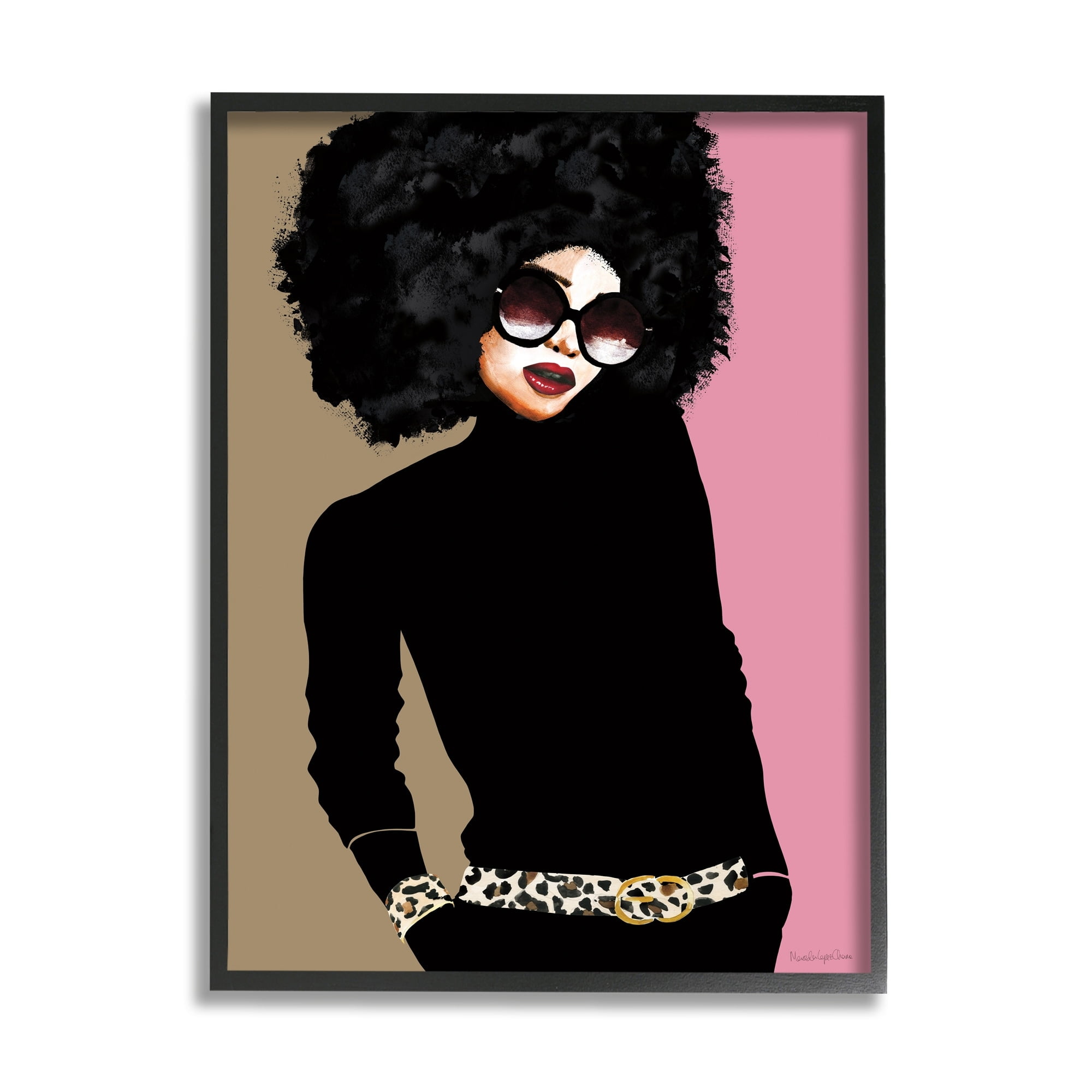 Stupell Industries Glam Fashion Female Vintage Pop Patterned Belt Portrait, 16 x 20,Design by Mercedes Lopez Charro