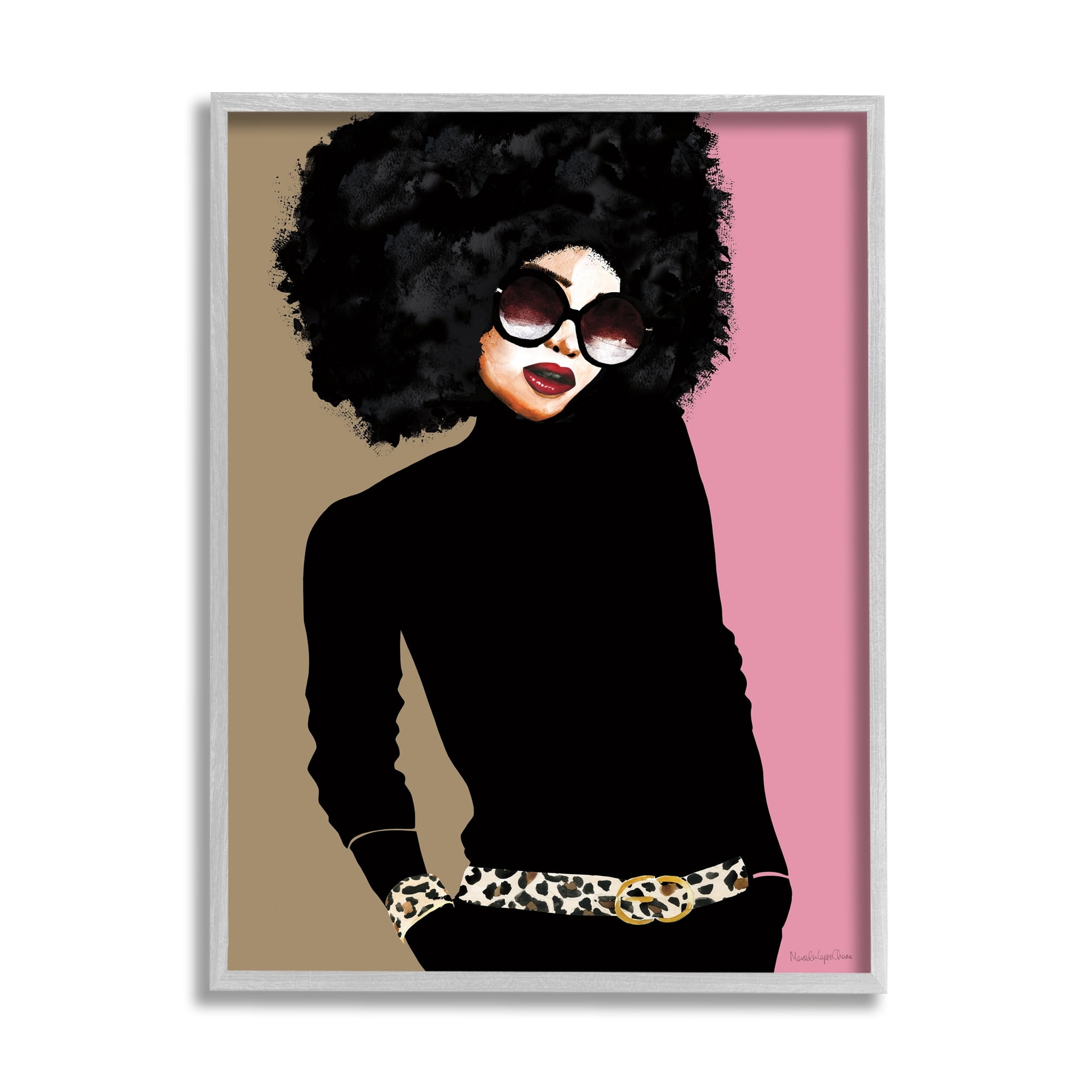 Stupell Industries Glam Fashion Female Vintage Pop Patterned Belt Portrait, 24 x 30,Design by Mercedes Lopez Charro