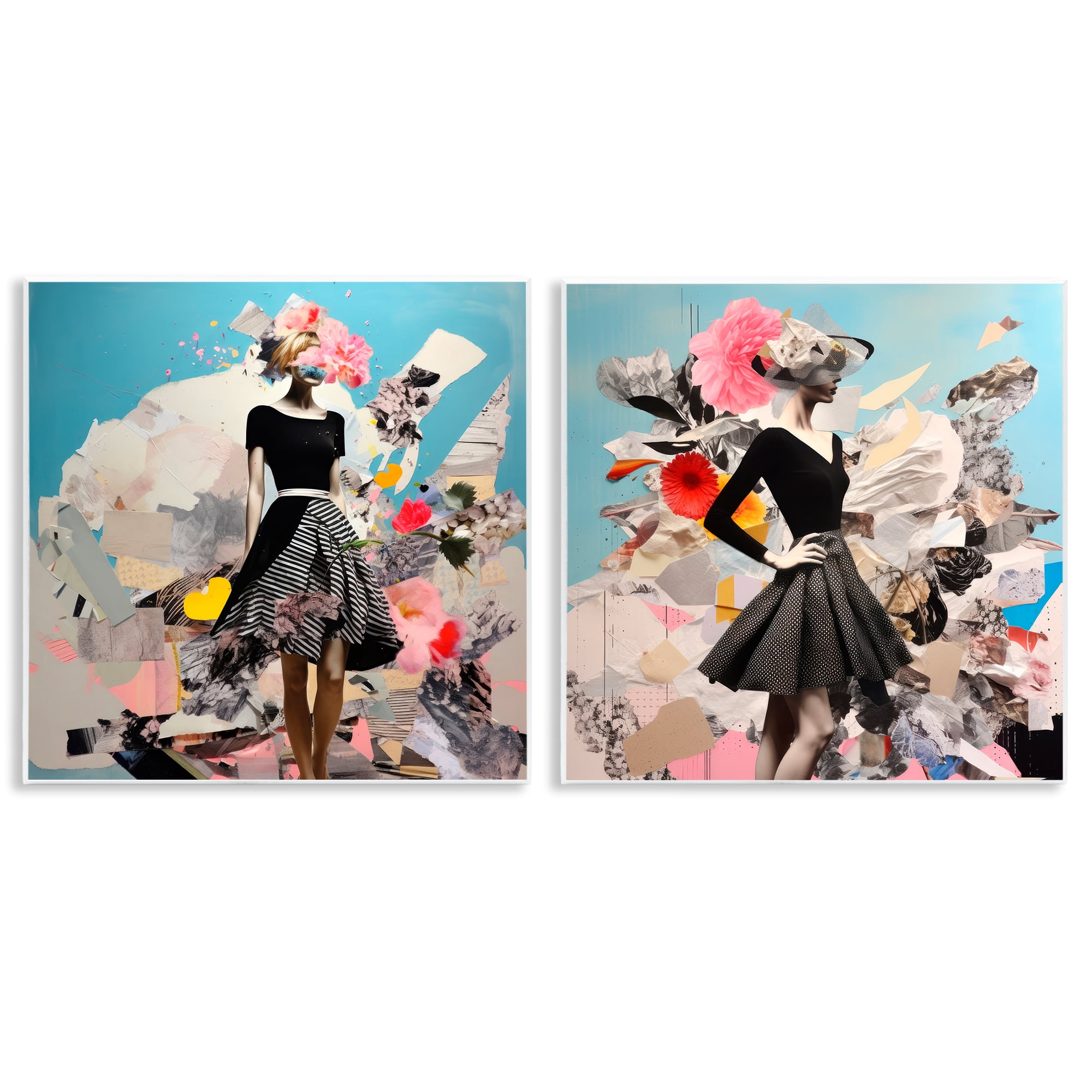 Stupell Industries Glam Fashion Figure Pose People Painting Unframed Art Print Wall Art, 12 x 12, Set of 2