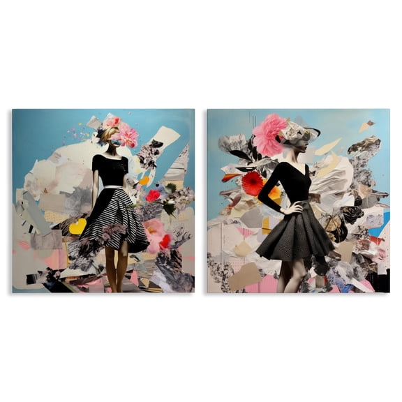 Stupell Industries Glam Fashion Figure Pose People Painting Wrapped Canvas Art Print Wall Art, 24 x 24, Set of 2