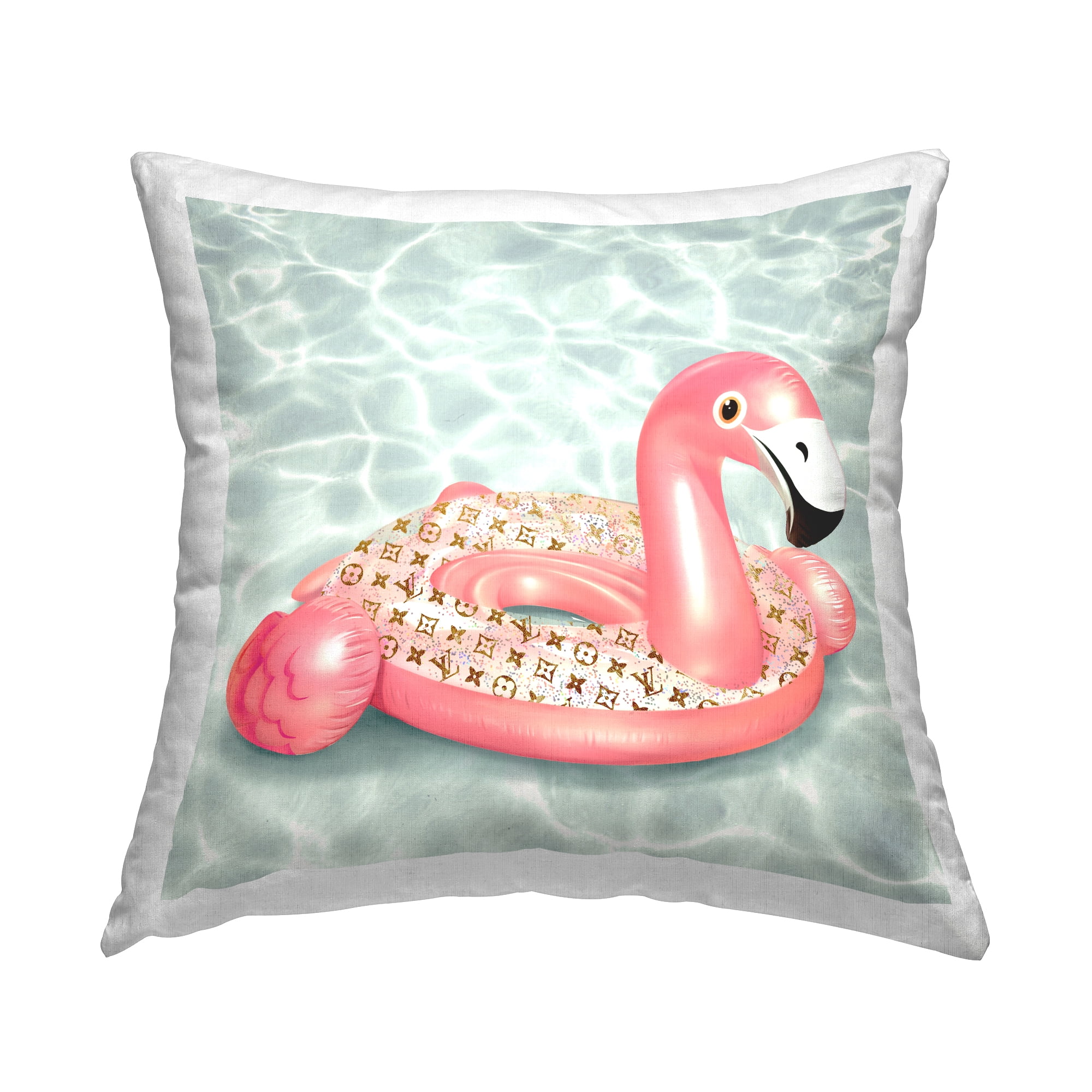 Stupell Industries Glam Fashion Flamingo Beach Float Design by Ziwei Li Throw Pillow
