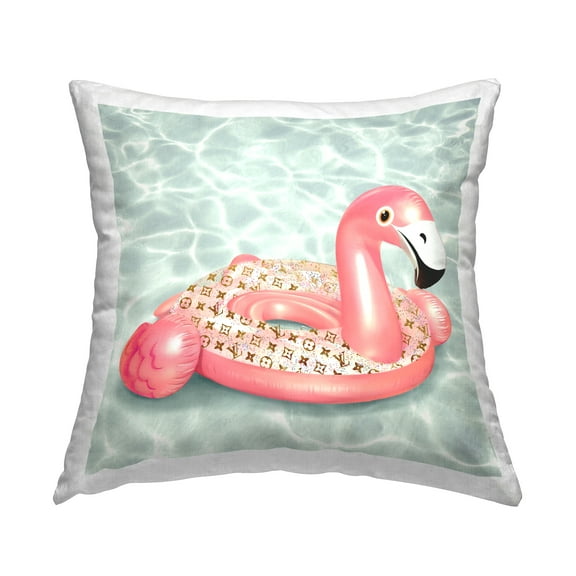 Stupell Industries Glam Fashion Flamingo Beach Float Design by Ziwei Li Throw Pillow