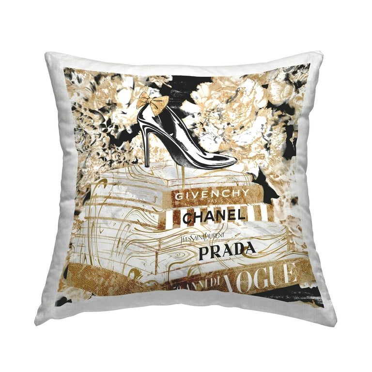 Stupell Industries Glam Fashion Heal Book Stack Floral Pattern Decorative Printed Throw Pillow by Ziwei Li