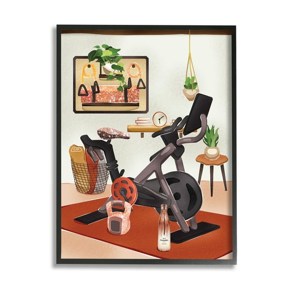 Stupell Industries Glam Fashion Home Exercise Equipment Modern Interior Sports Painting Black Framed Art Print Wall Art, 11 x 14