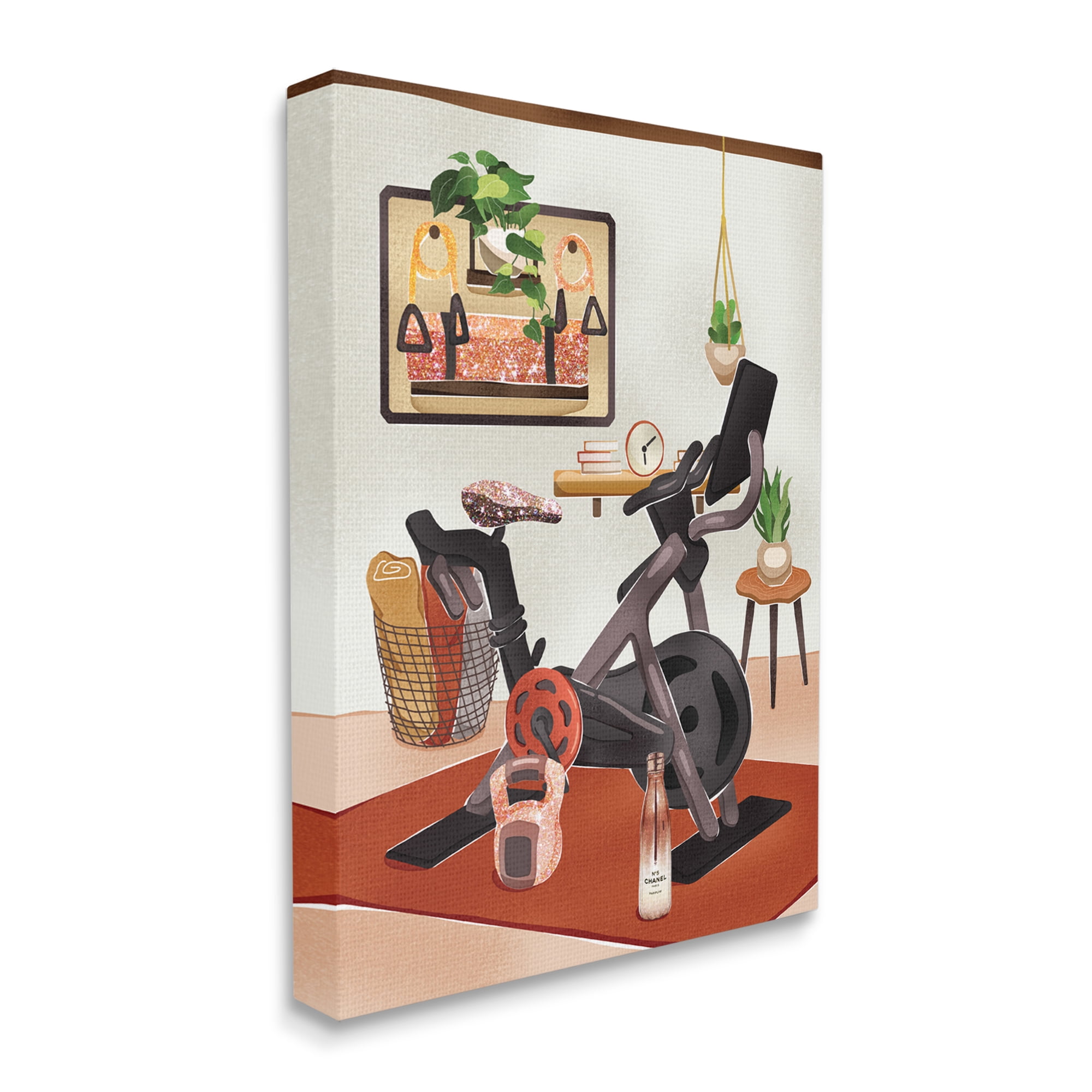 Stupell Industries Glam Fashion Home Exercise Equipment Modern Interior Sports Painting Gallery Wrapped Canvas Art Print Wall Art, 24 x 30