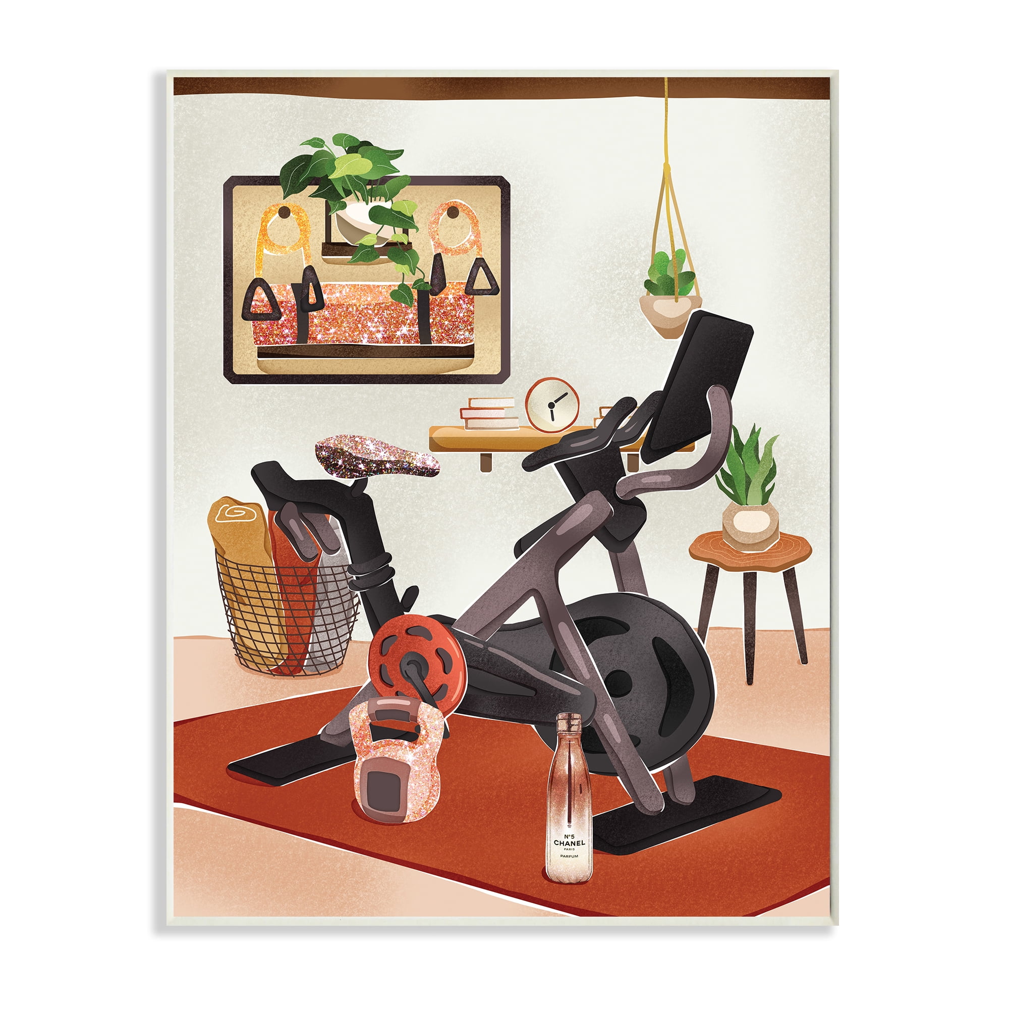 Stupell Industries Glam Fashion Home Exercise Equipment Modern Interior Sports Painting Unframed Art Print Wall Art, 10 x 15
