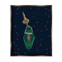 Stupell Industries Glam Fashion Keychain Beauty & Fashion Painting Black Floater Framed Canvas Art Print Wall Art, 17 x 21