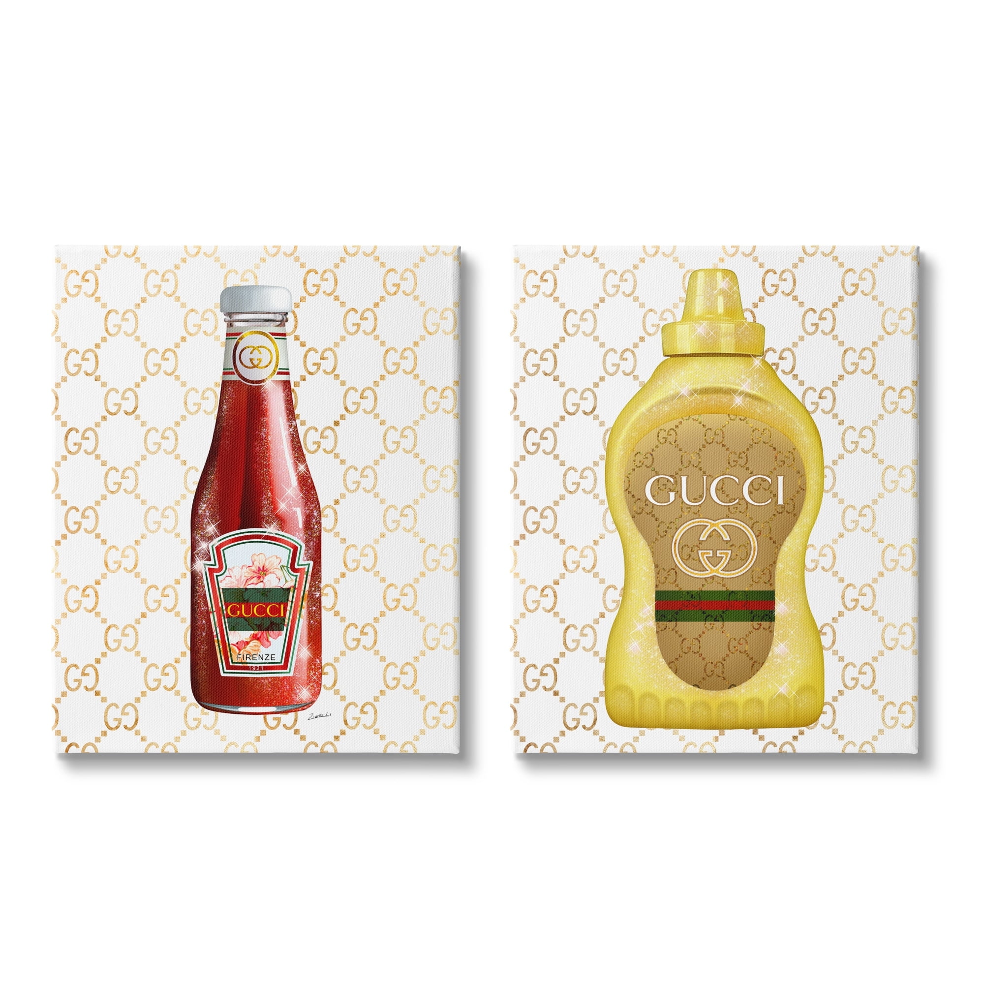 Stupell Industries Glam Fashion Kitchen Condiments Cooking Sparkle Pattern Graphic Art Gallery Wrapped Canvas Print Wall Art, Set of 2, Design by Ziwei Li