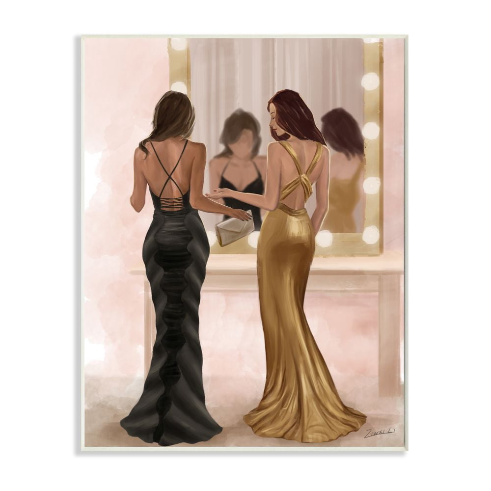 Stupell Industries Glam Fashion Model Elegant Dress Mirror Vanity Women Graphic Art Unframed Art Print Wall Art, 13x19, by Ziwei Li
