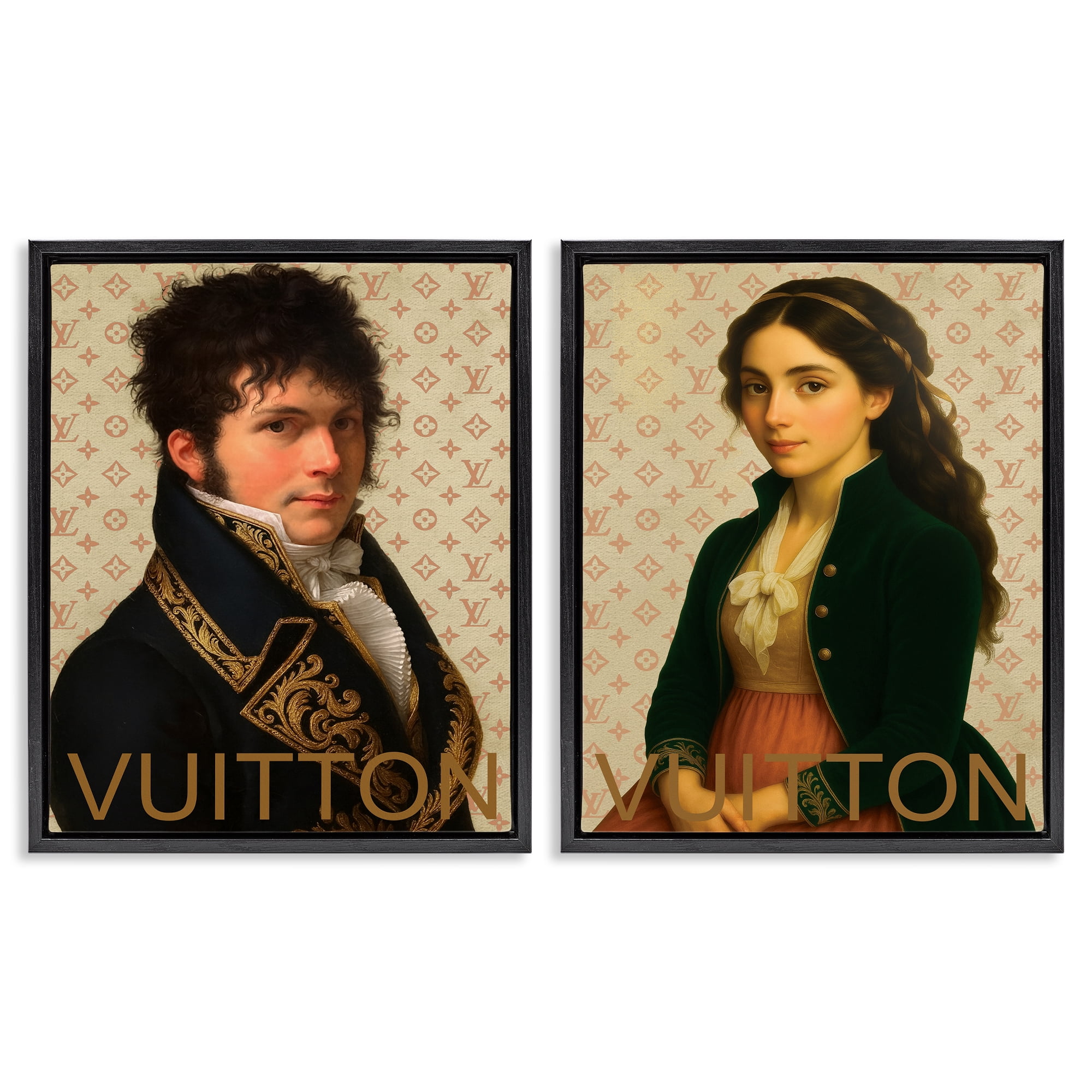 Stupell Industries Glam Fashion Models in Spring 2 Piece Black Framed Floater Canvas Set, design by Grotto Studios