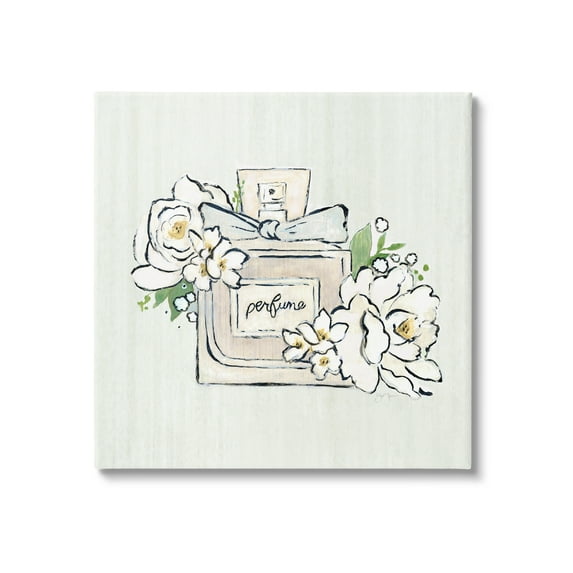 Stupell Industries Glam Fashion Perfume Bottle Blooming Flower Buds Graphic Art Gallery Wrapped Canvas Print Wall Art, Design by Tava Studios
