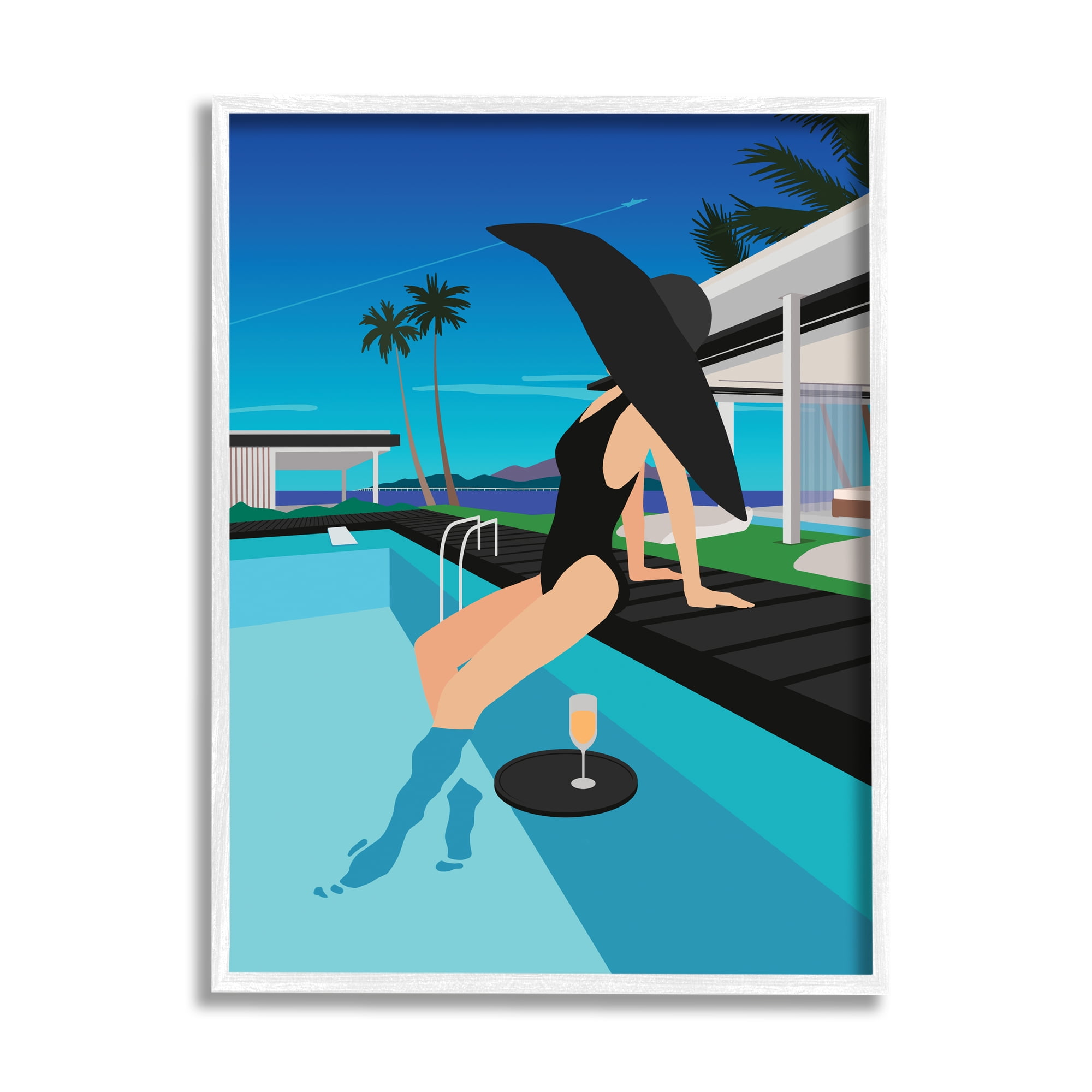 Stupell Industries Glam Fashion Relaxing Poolside Floating Drink Tray, 11 x 14, Designed by Ziwei Li