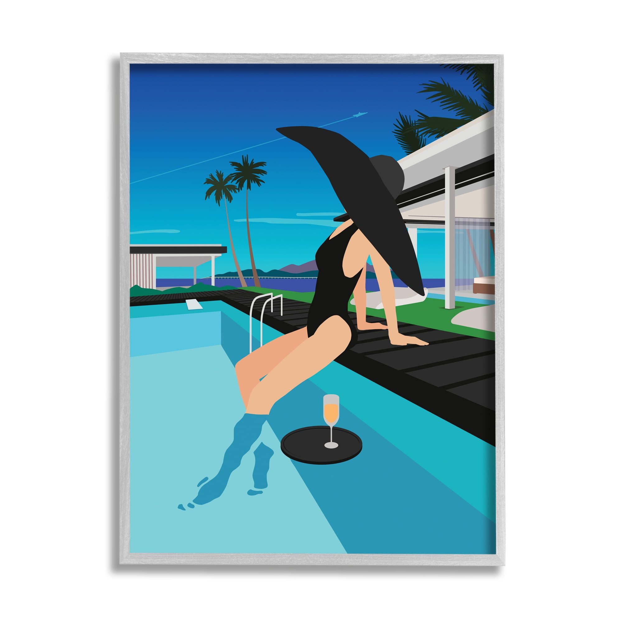 Stupell Industries Glam Fashion Relaxing Poolside Floating Drink Tray, 11 x 14, Designed by Ziwei Li