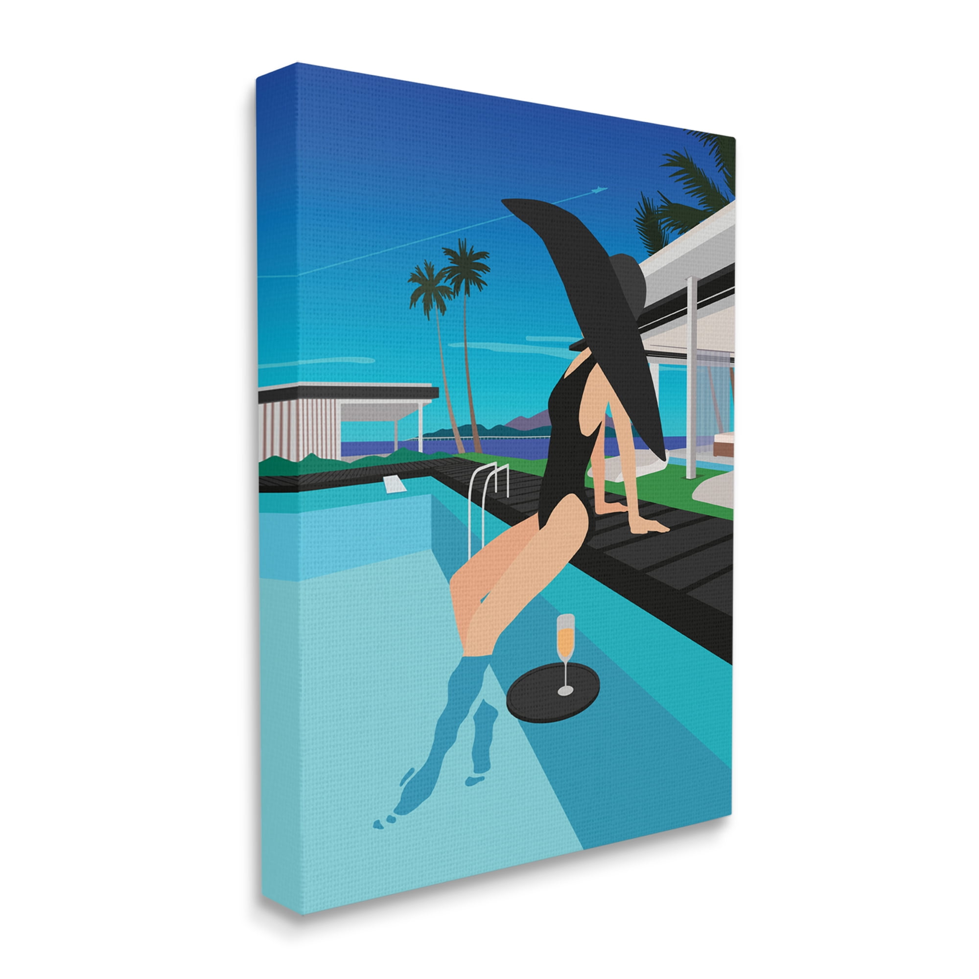 Stupell Industries Glam Fashion Relaxing Poolside Floating Drink Tray, 24 x 30, Designed by Ziwei Li