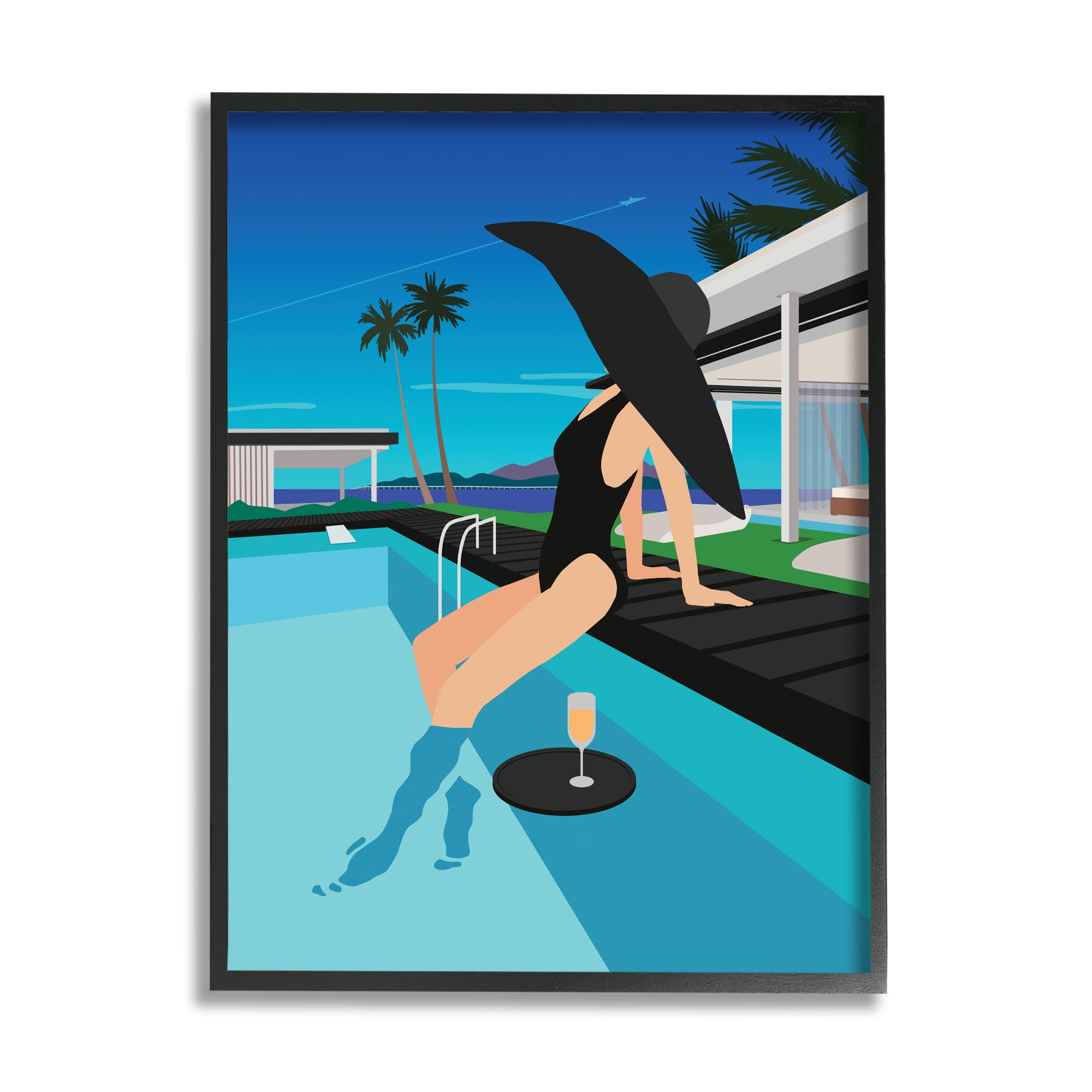 Stupell Industries Glam Fashion Relaxing Poolside Floating Drink Tray, 24 x 30, Designed by Ziwei Li