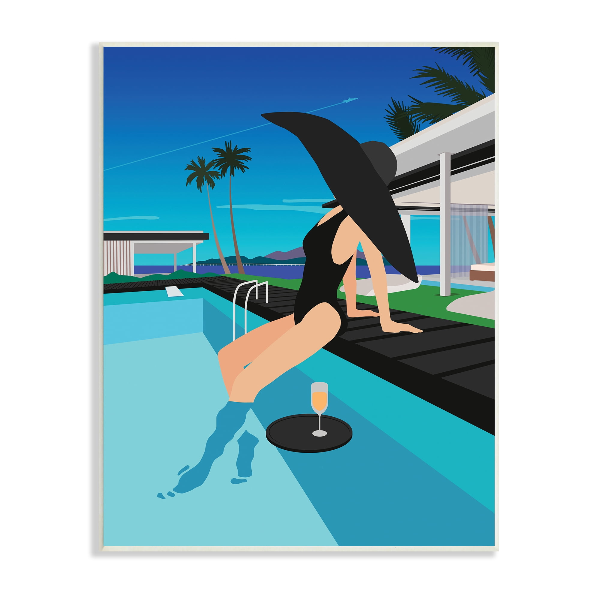 Stupell Industries Glam Fashion Relaxing Poolside Floating Drink Tray Graphic Art Unframed Art Print Wall Art, 10x15, by Ziwei Li
