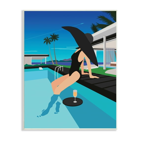 Stupell Industries Glam Fashion Relaxing Poolside Floating Drink Tray Graphic Art Unframed Art Print Wall Art, 10x15, by Ziwei Li