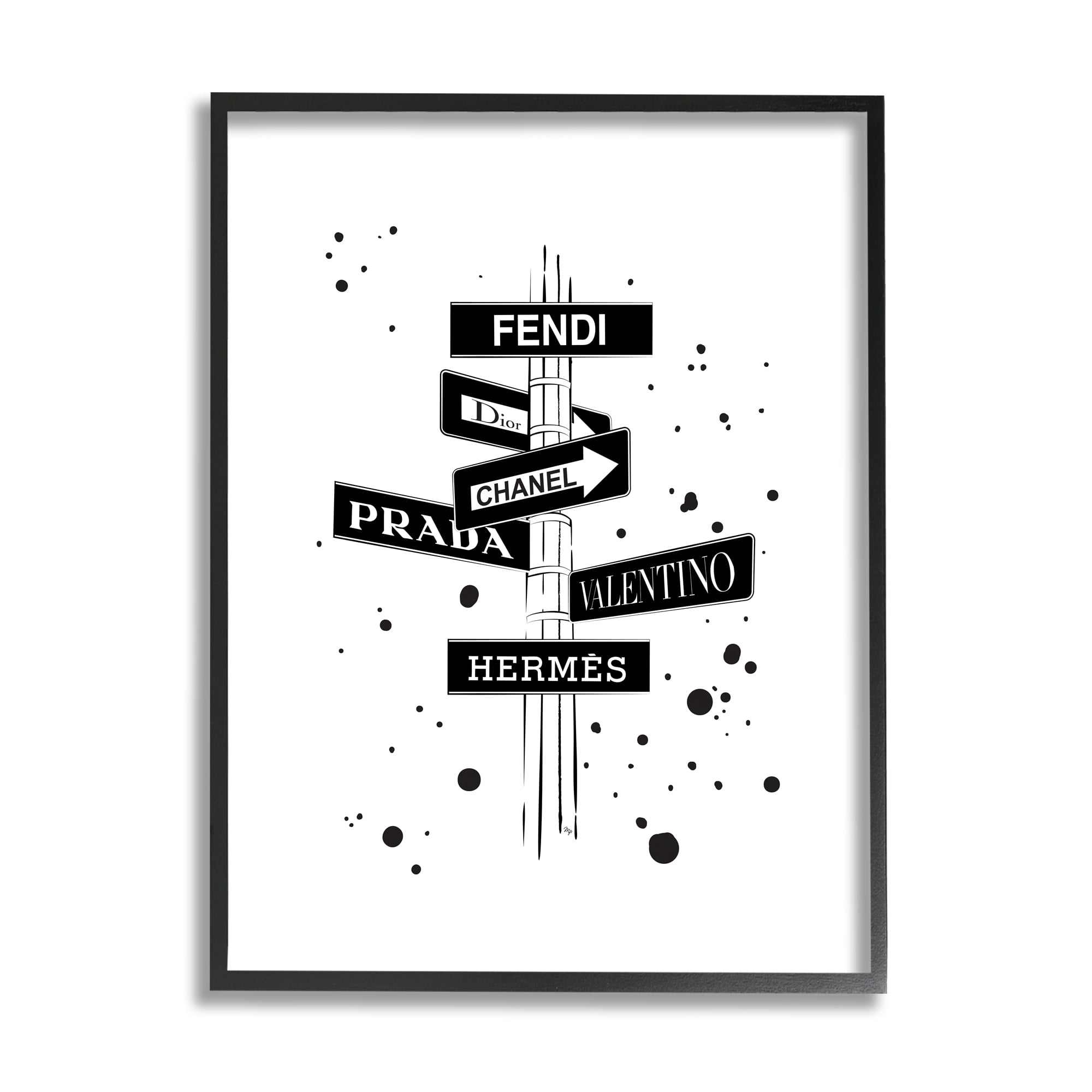 Stupell Industries Glam Fashion Road Signs Minimal Black Splatter, 11 x 14, Designed by Martina Pavlova