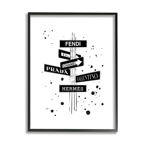 Stupell Industries Glam Fashion Road Signs Minimal Black Splatter, 11 x 14, Designed by Martina Pavlova