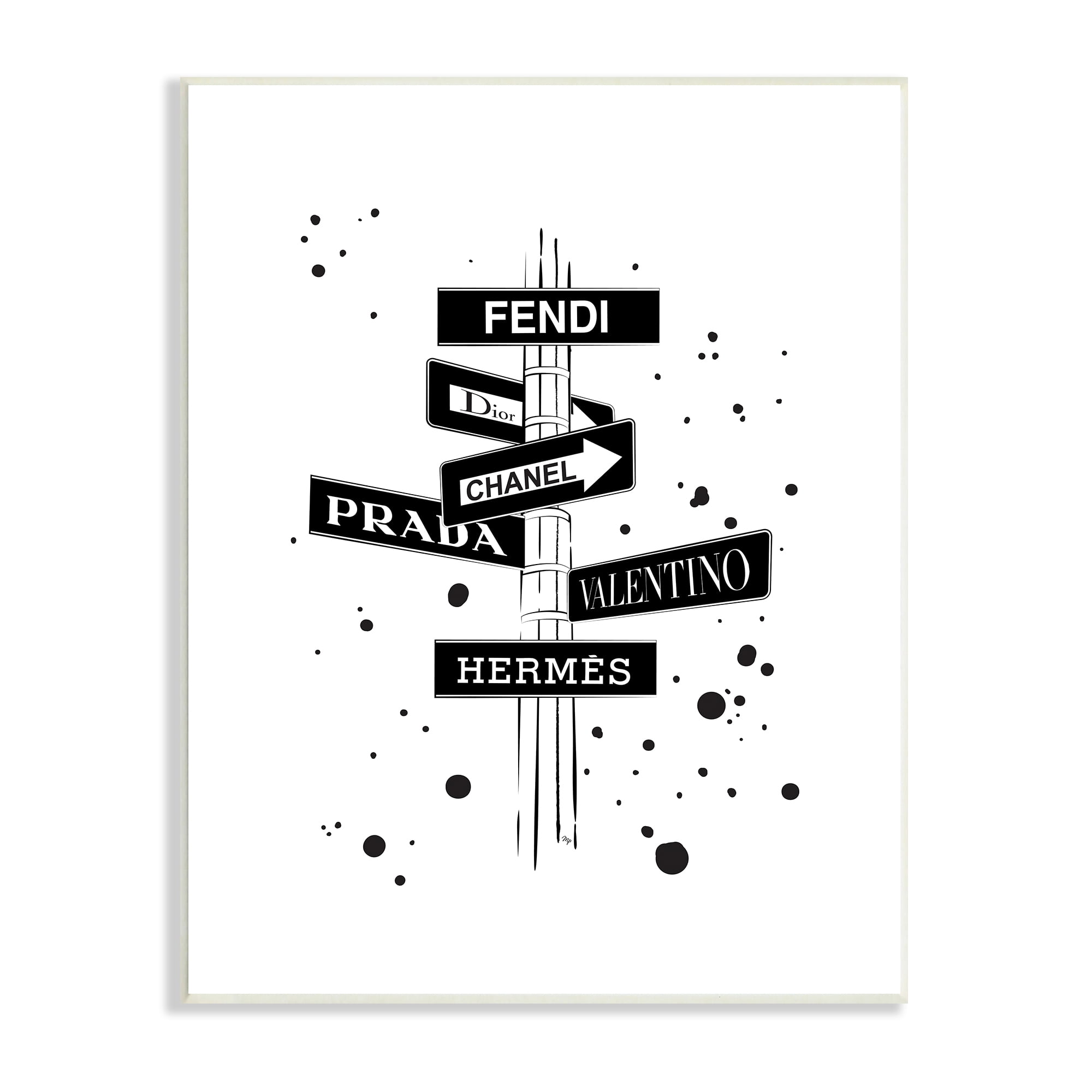 Stupell Industries Glam Fashion Road Signs Minimal Black Splatter, 13 x 19, Designed by Martina Pavlova