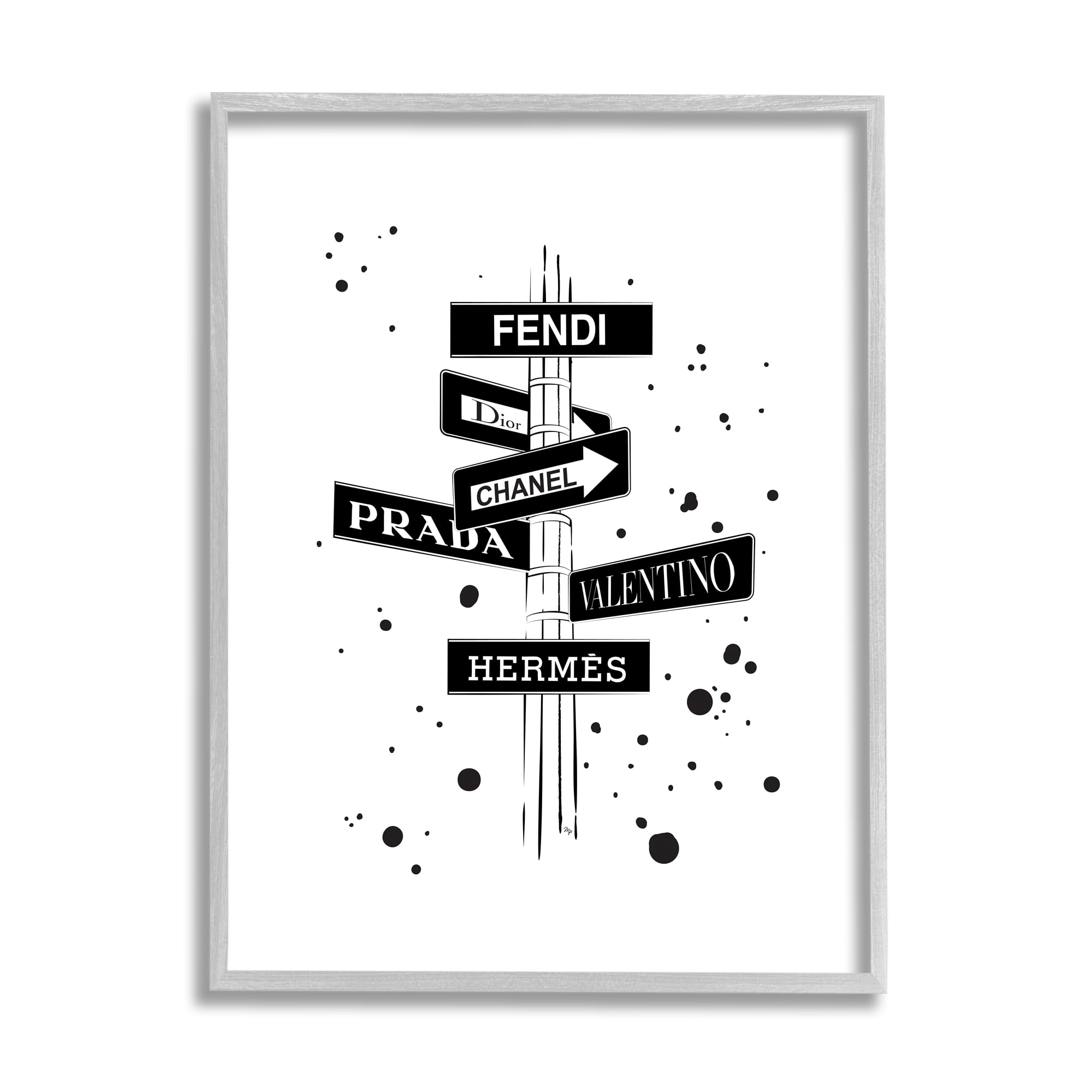 Stupell Industries Glam Fashion Road Signs Minimal Black Splatter, 16 x 20, Designed by Martina Pavlova