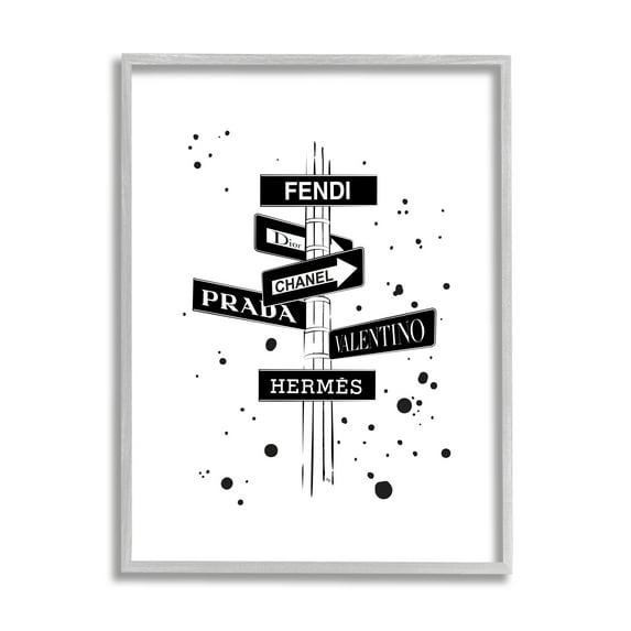 Stupell Industries Glam Fashion Road Signs Minimal Black Splatter, 24 x 30, Designed by Martina Pavlova