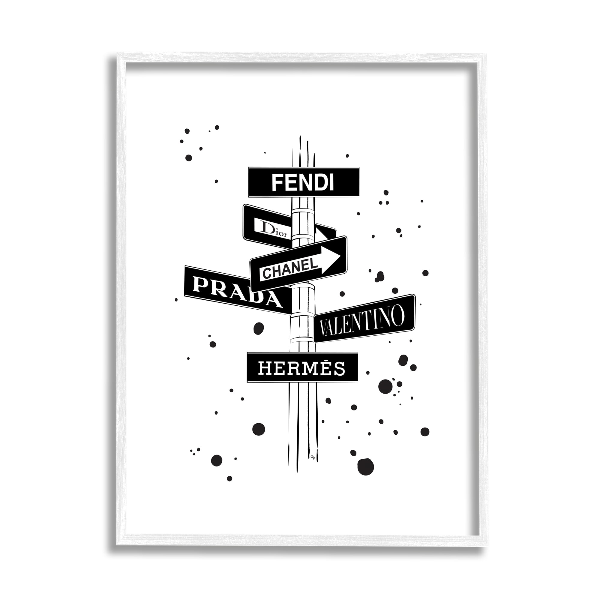 Stupell Industries Glam Fashion Road Signs Minimal Black Splatter, 24 x 30, Designed by Martina Pavlova