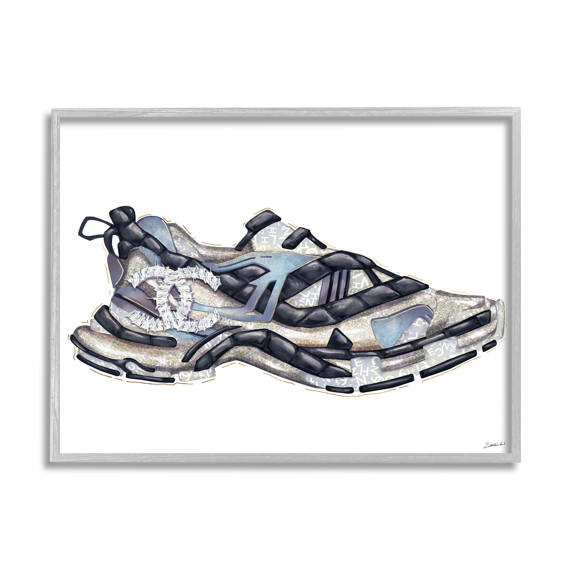 Stupell Industries Glam Fashion Running Shoe Sports Chic Sneaker, 11 x 14, Design by Ziwei Li