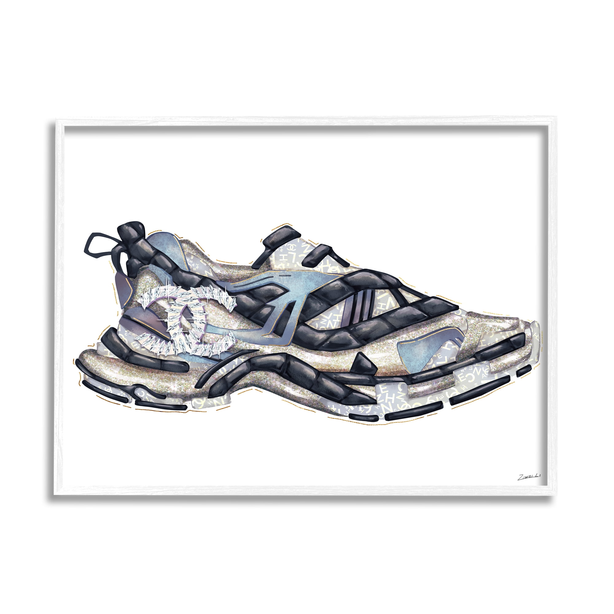 Stupell Industries Glam Fashion Running Shoe Sports Chic Sneaker, 16 x 20, Design by Ziwei Li