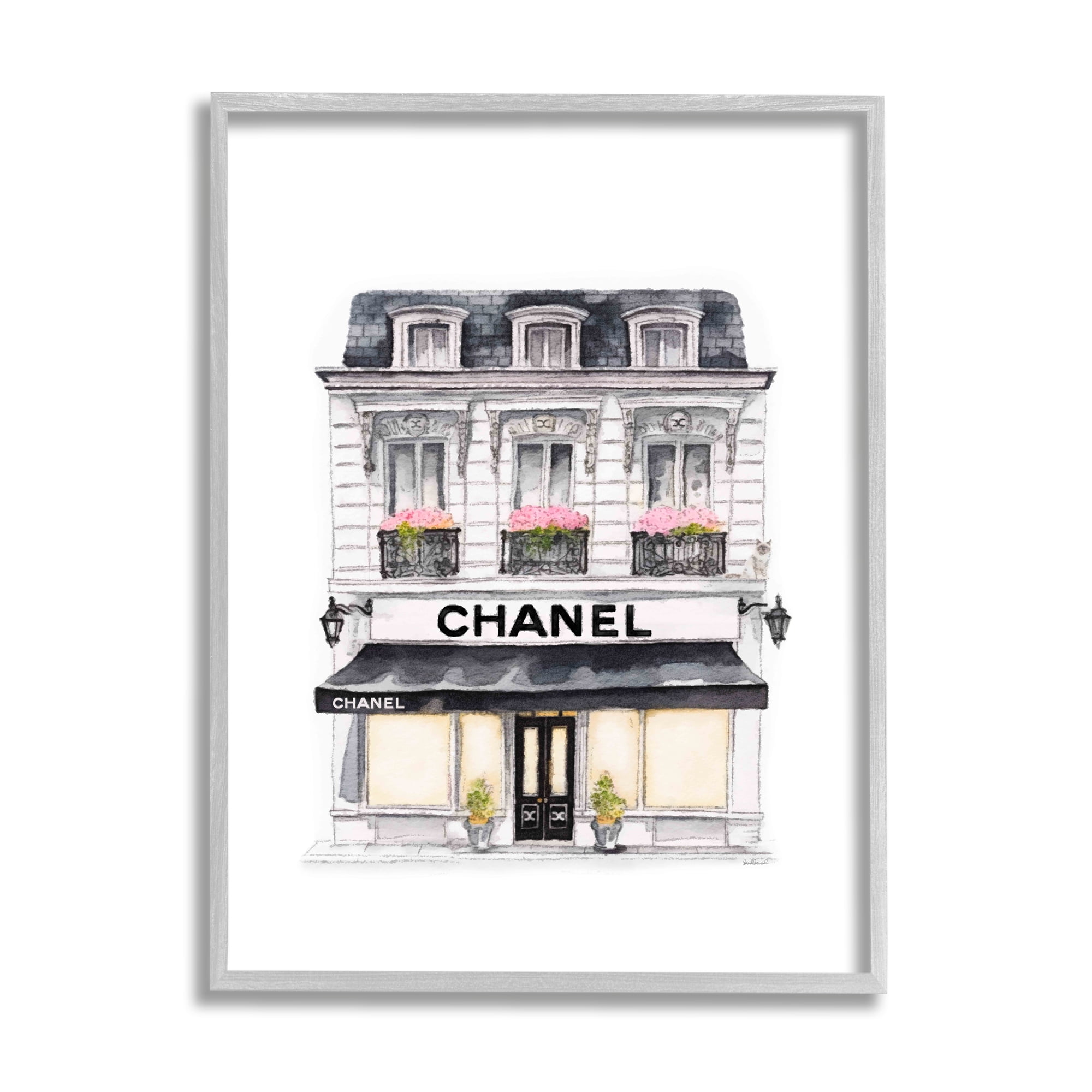 Stupell Industries Glam Fashion Storefront Beauty & Fashion Painting Gray Framed Art Print Wall Art, 11 x 14