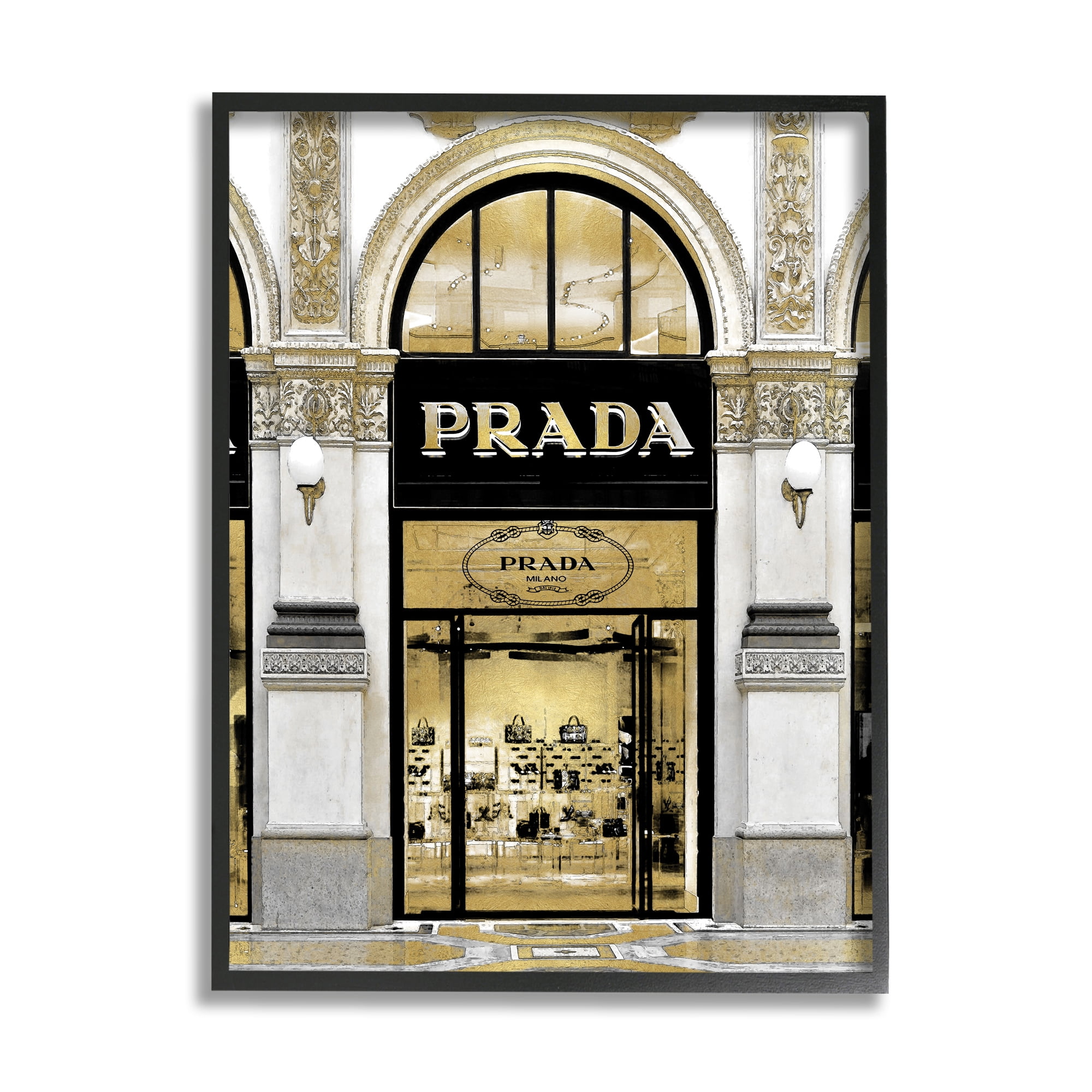 Stupell Industries Glam Fashion Storefront Milan Inspired Architecture Beauty & Fashion Painting Black Framed Art Print Wall Art, 11 x 14