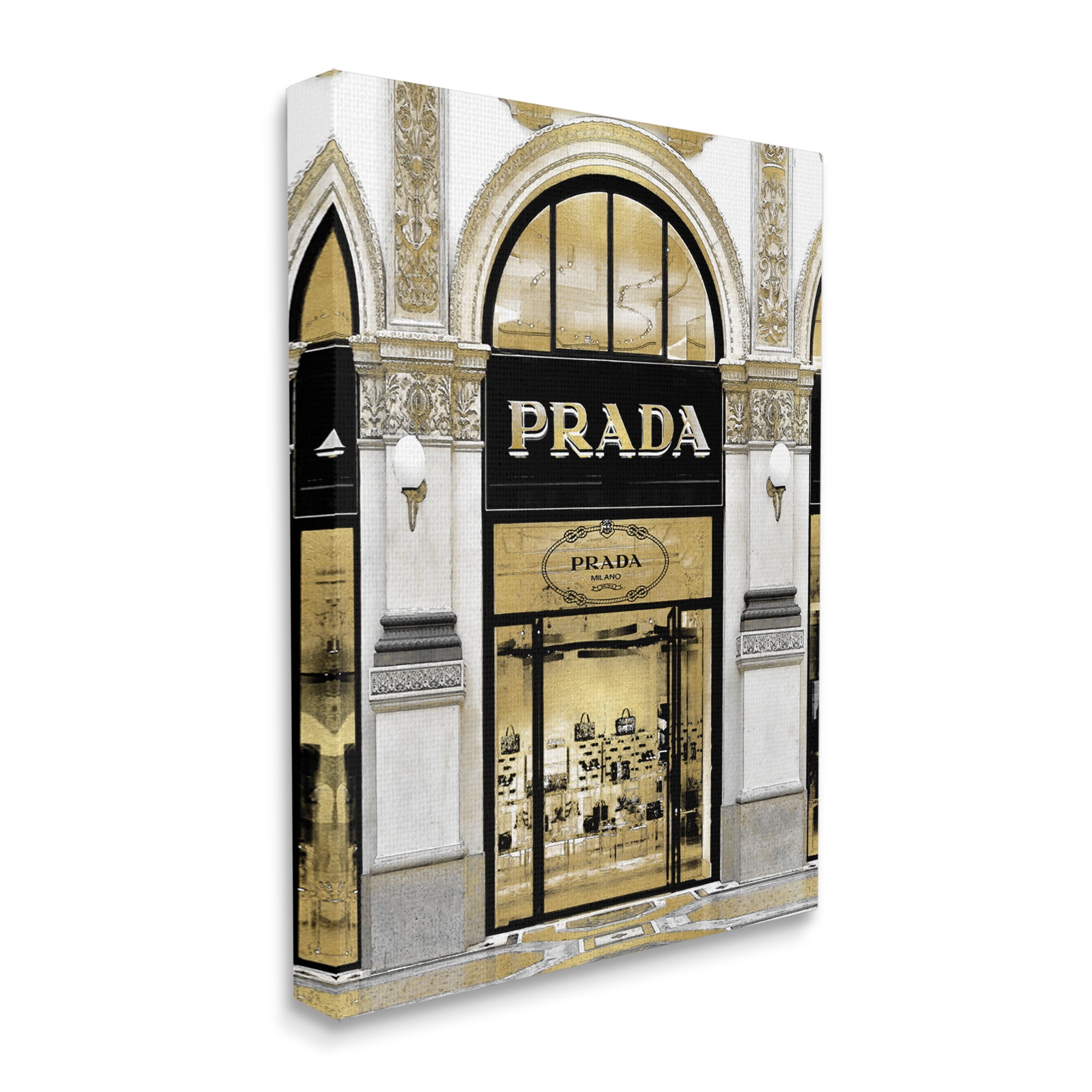 Stupell Industries Glam Fashion Storefront Milan Inspired Architecture Beauty & Fashion Painting Gallery Wrapped Canvas Art Print Wall Art, 36 x 48